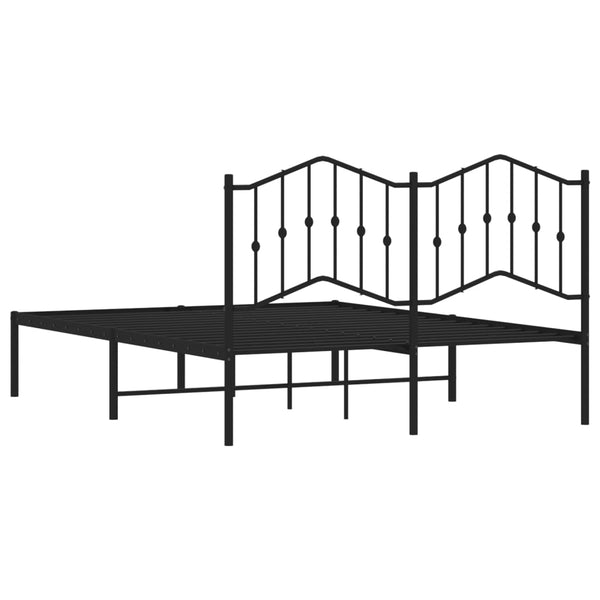 Schwarzes Metallbettgestell mit Kopfteil Pichen 140x200cm
