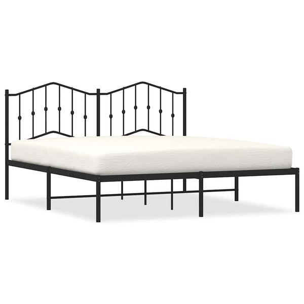Schwarzes Metallbettgestell mit Kopfteil Pichen 183x213cm