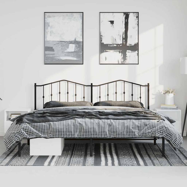 Schwarzes Metallbettgestell mit Kopfteil Pichen 183x213cm