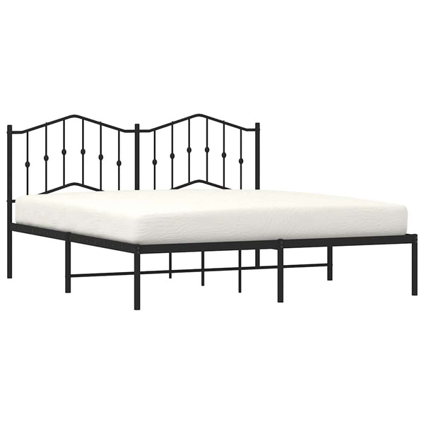 Schwarzes Metallbettgestell mit Kopfteil Pichen 183x213cm