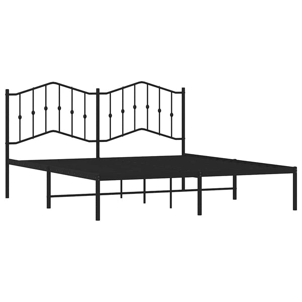 Schwarzes Metallbettgestell mit Kopfteil Pichen 183x213cm
