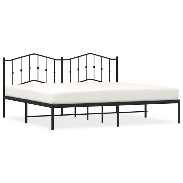 Schwarzes Metallbettgestell mit Kopfteil Pichen 193x203cm