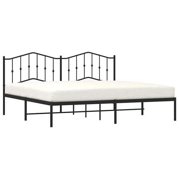 Schwarzes Metallbettgestell mit Kopfteil Pichen 193x203cm