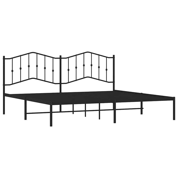 Schwarzes Metallbettgestell mit Kopfteil Pichen 193x203cm
