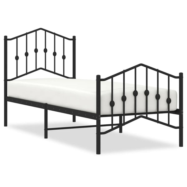 Schwarzes Metallbettgestell mit Kopfteil Pichen 75x190cm