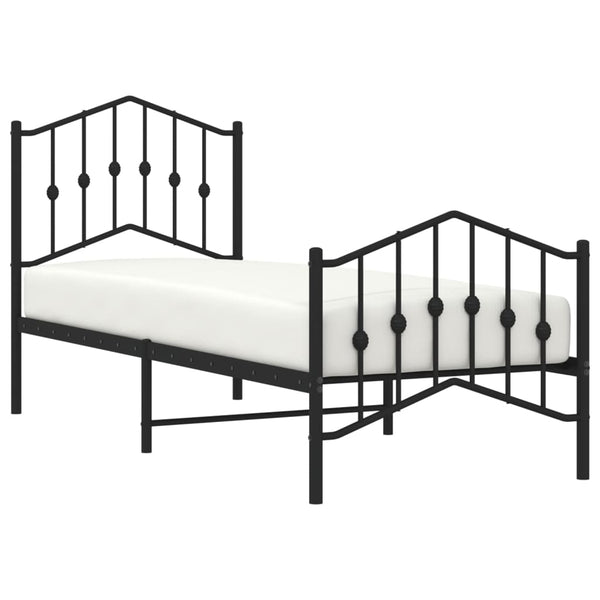 Schwarzes Metallbettgestell mit Kopfteil Pichen 75x190cm