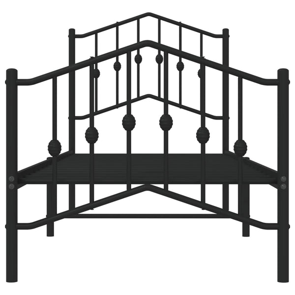 Schwarzes Metallbettgestell mit Kopfteil Pichen 75x190cm