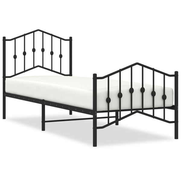 Schwarzes Metallbettgestell mit Kopfteil Pichen 80x200cm