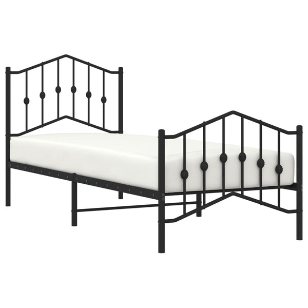 Schwarzes Metallbettgestell mit Kopfteil Pichen 80x200cm