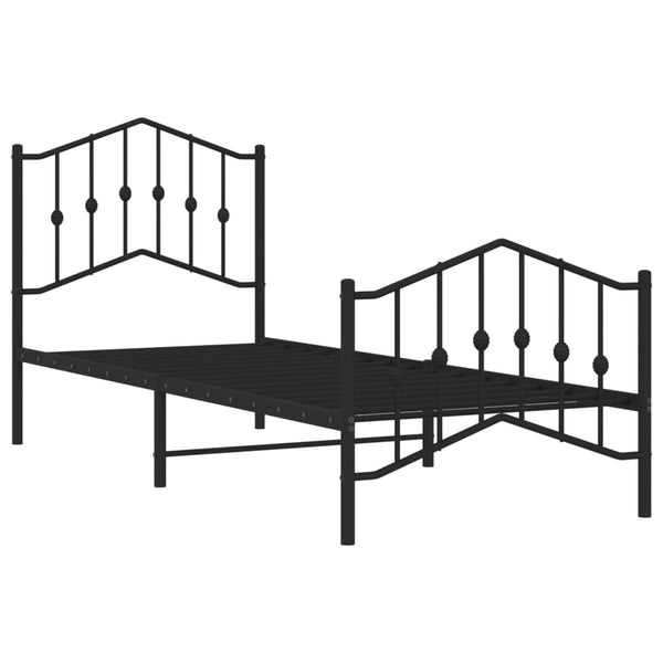 Schwarzes Metallbettgestell mit Kopfteil Pichen 80x200cm