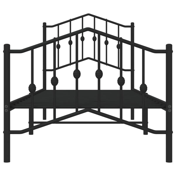 Schwarzes Metallbettgestell mit Kopfteil Pichen 80x200cm