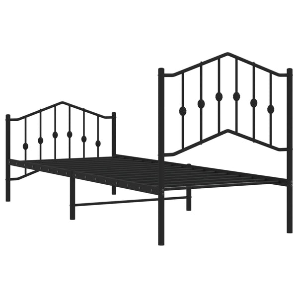Schwarzes Metallbettgestell mit Kopfteil Pichen 80x200cm