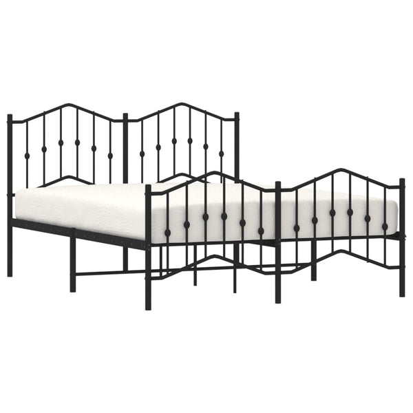 Schwarzes Metallbettgestell mit Kopfteil Pichen 140x200cm