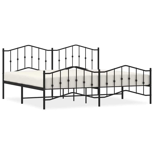 Schwarzes Metallbettgestell mit Kopfteilen Pichen 193x203cm