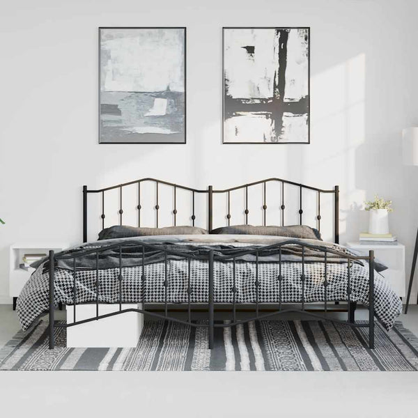 Schwarzes Metallbettgestell mit Kopfteilen Pichen 193x203cm
