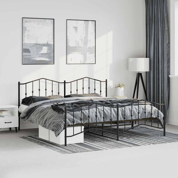 Schwarzes Metallbettgestell mit Kopfteilen Pichen 193x203cm