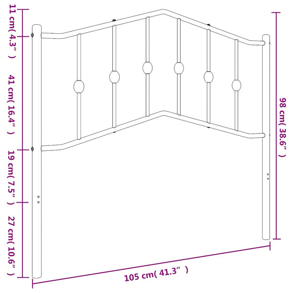 Schwarzes Metallbettkopfteil Slav 100 cm