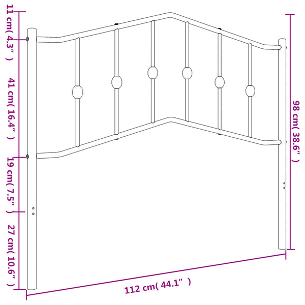 Schwarzes Metallkopfteil Slav 107cm