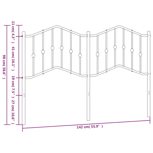 Schwarzes Metallbettkopfteil Slav 135 cm