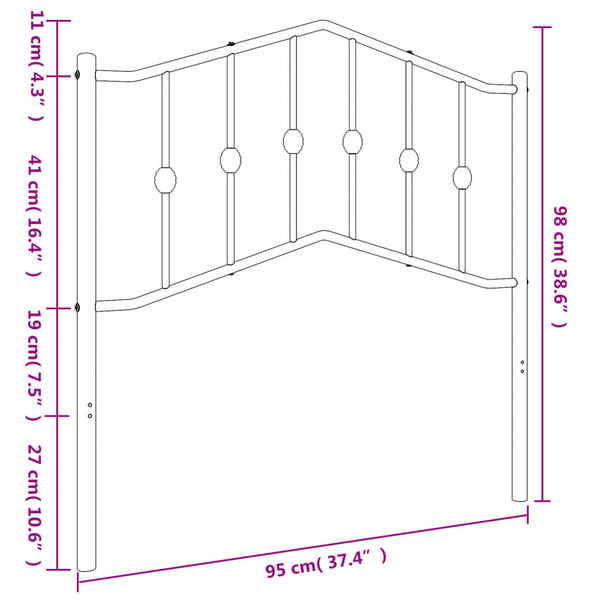 Valkoinen metallinen sängynpääty Slav 90cm