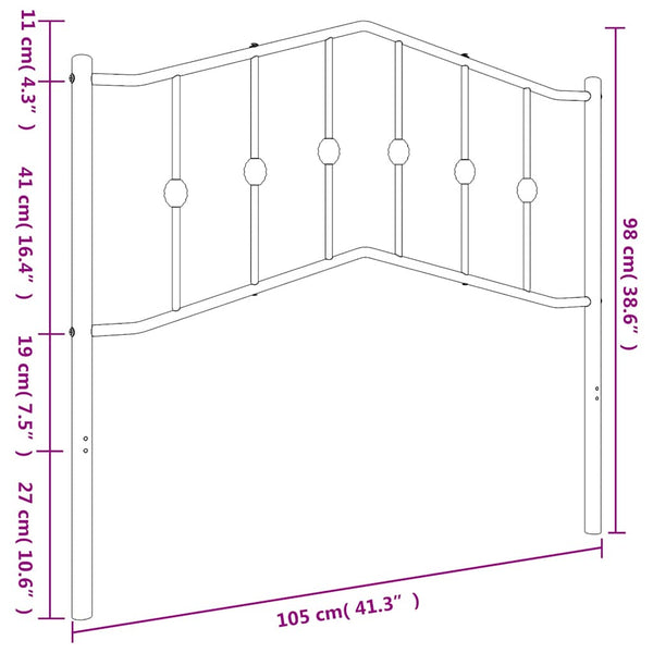 Valkoinen metallinen sängynpääty Slav 100cm