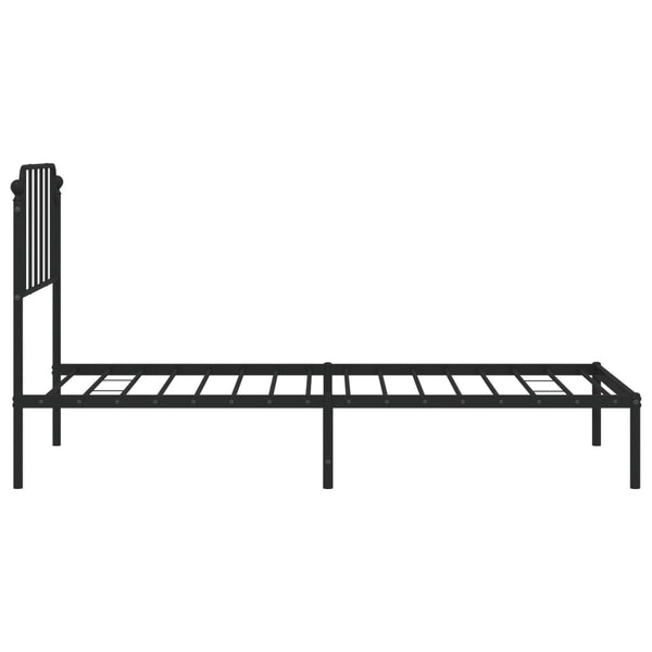 Musta metallinen sängynrunko päädyllä Siegfried 90x200cm