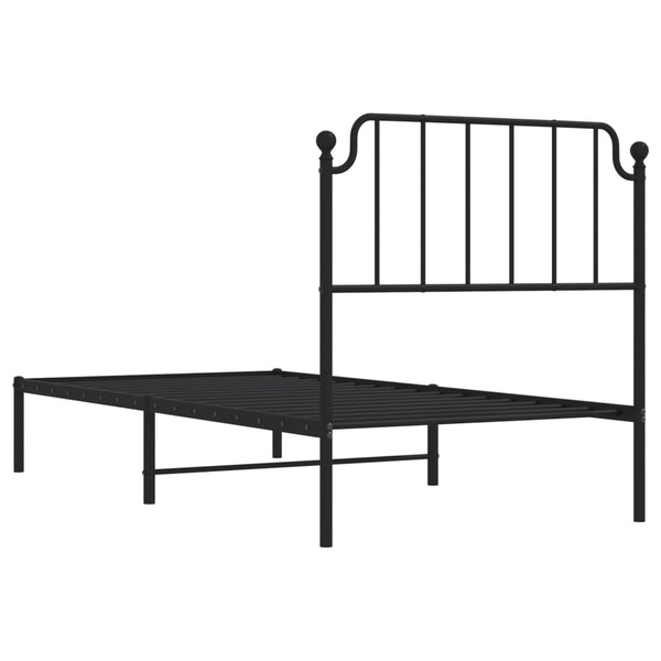 Musta metallinen sängynrunko päädyllä Siegfried 90x200cm