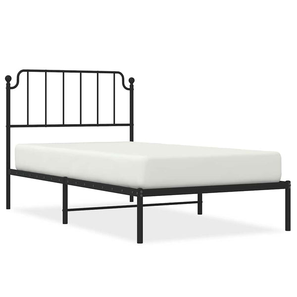 Schwarzes Metallbettgestell mit Kopfteil Siegfried 100x200cm