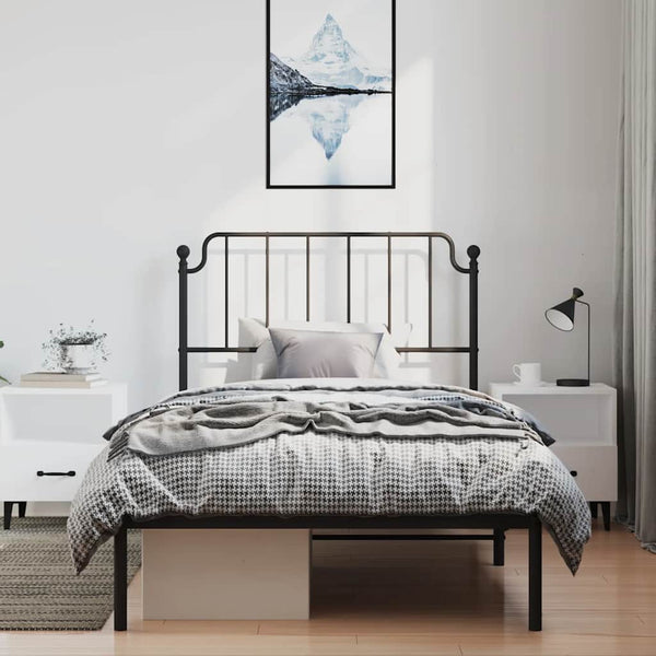 Schwarzes Metallbettgestell mit Kopfteil Siegfried 100x200cm