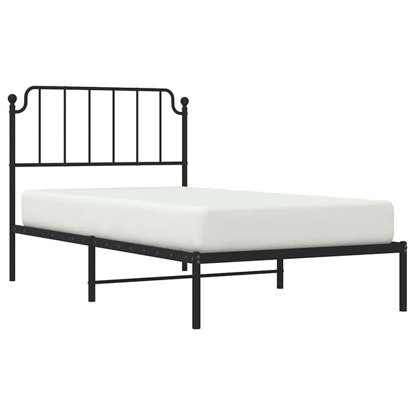 Schwarzes Metallbettgestell mit Kopfteil Siegfried 100x200cm