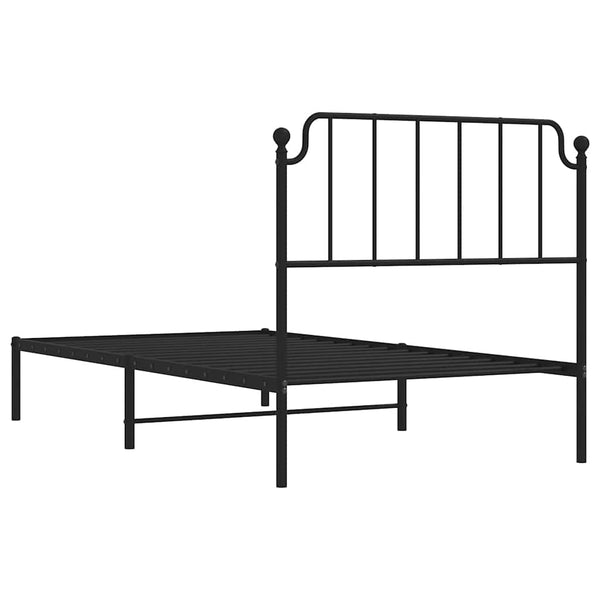 Schwarzes Metallbettgestell mit Kopfteil Siegfried 100x200cm