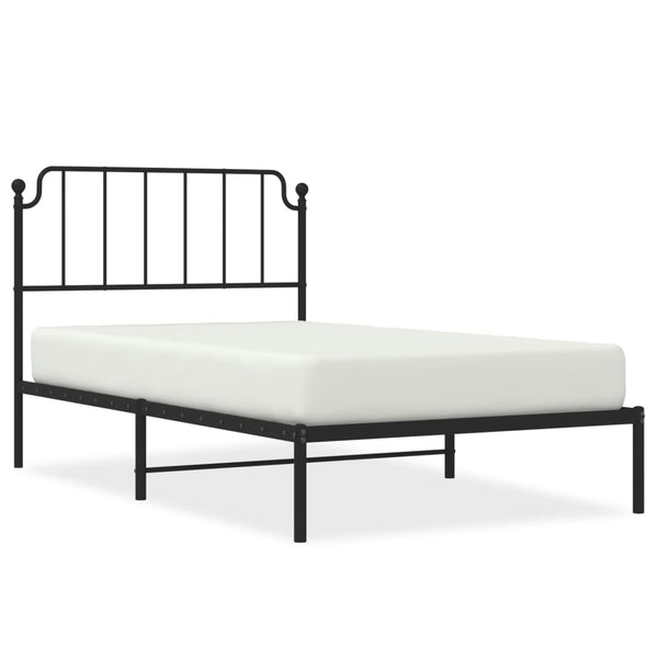 Schwarzes Metallbettgestell mit Kopfteil Siegfried 107x203cm