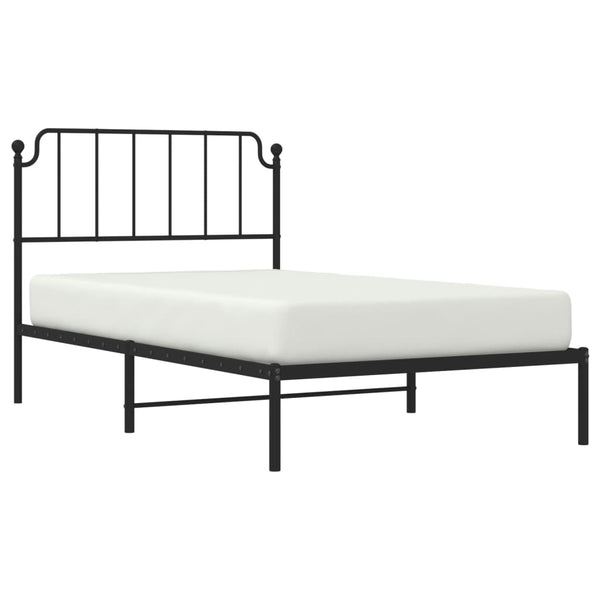 Schwarzes Metallbettgestell mit Kopfteil Siegfried 107x203cm