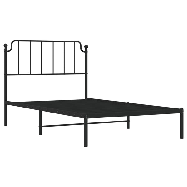 Schwarzes Metallbettgestell mit Kopfteil Siegfried 107x203cm