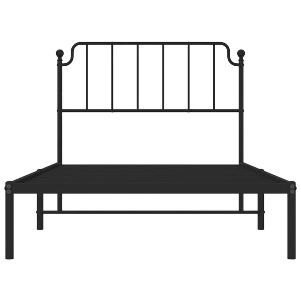 Schwarzes Metallbettgestell mit Kopfteil Siegfried 107x203cm