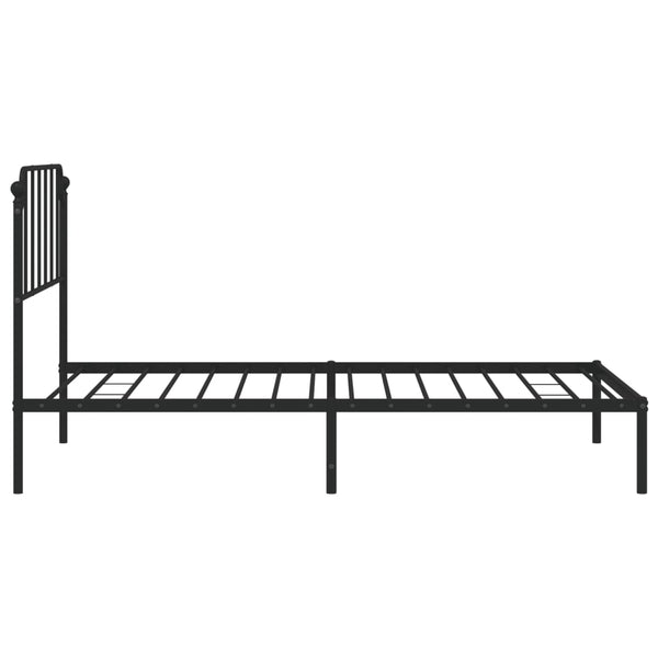 Schwarzes Metallbettgestell mit Kopfteil Siegfried 107x203cm