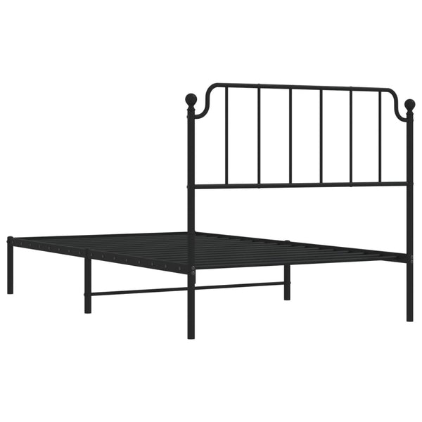Schwarzes Metallbettgestell mit Kopfteil Siegfried 107x203cm
