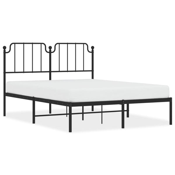 Schwarzes Metallbettgestell mit Kopfteil Siegfried 140x190cm