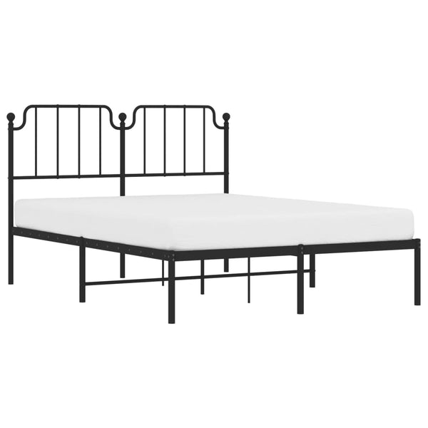 Schwarzes Metallbettgestell mit Kopfteil Siegfried 140x190cm