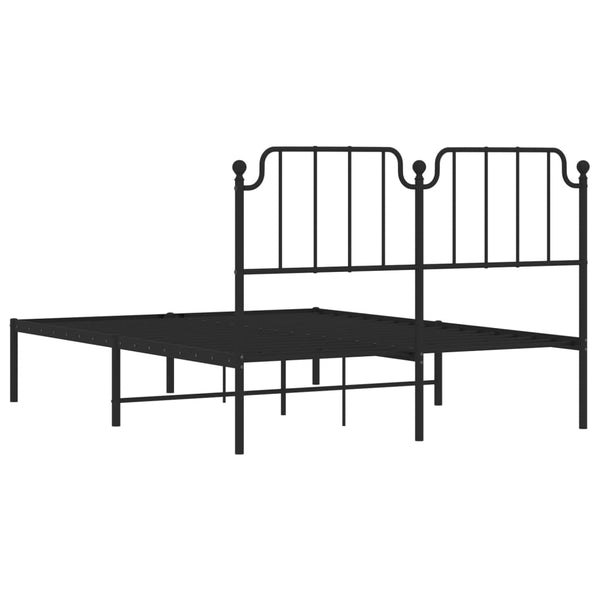 Schwarzes Metallbettgestell mit Kopfteil Siegfried 140x190cm