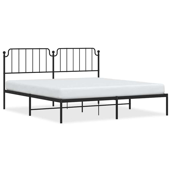 Schwarzes Metallbettgestell mit Kopfteil Siegfried 183x213cm