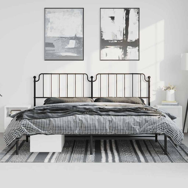 Schwarzes Metallbettgestell mit Kopfteil Siegfried 183x213cm