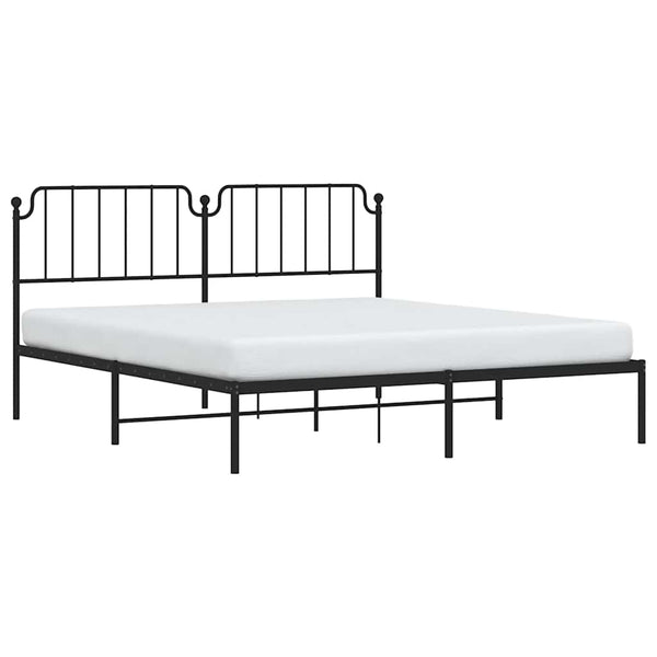Schwarzes Metallbettgestell mit Kopfteil Siegfried 183x213cm