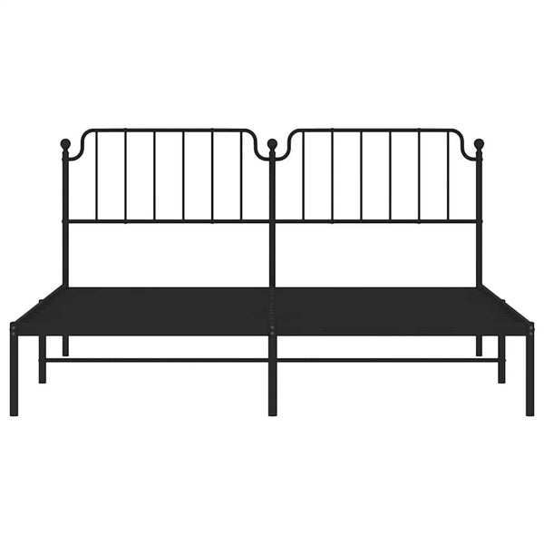 Schwarzes Metallbettgestell mit Kopfteil Siegfried 183x213cm