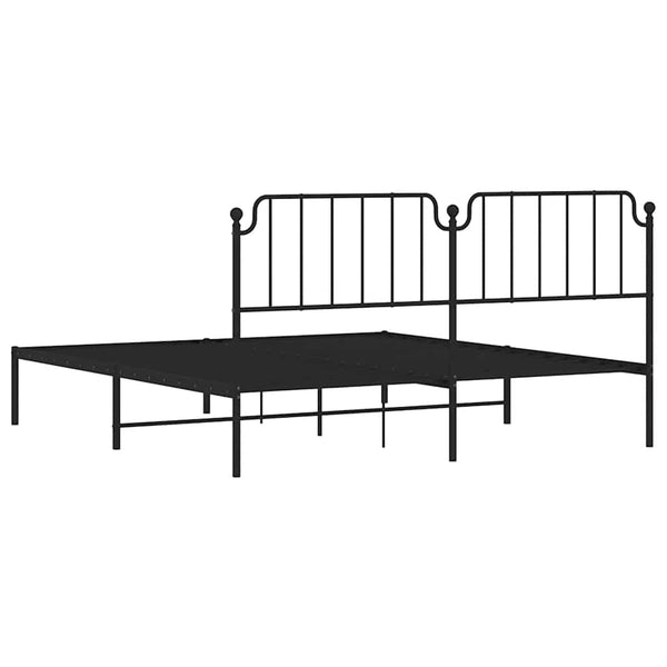 Schwarzes Metallbettgestell mit Kopfteil Siegfried 183x213cm
