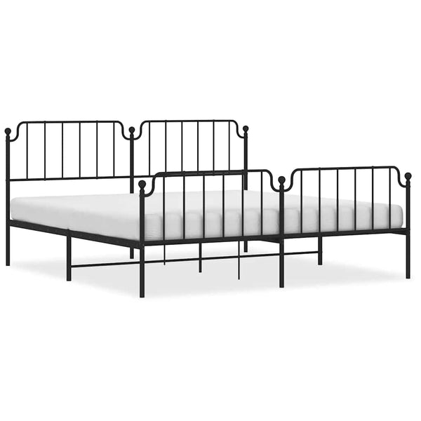 Schwarzes Metallbettgestell mit Kopfteil Siegfried 193x203cm