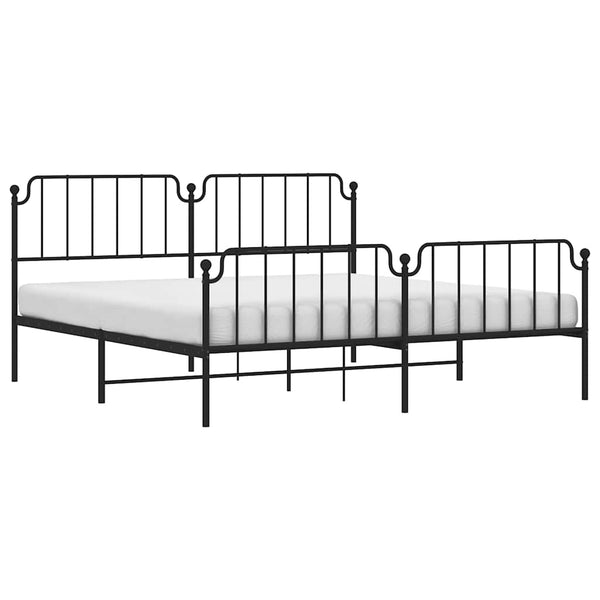 Schwarzes Metallbettgestell mit Kopfteil Siegfried 193x203cm