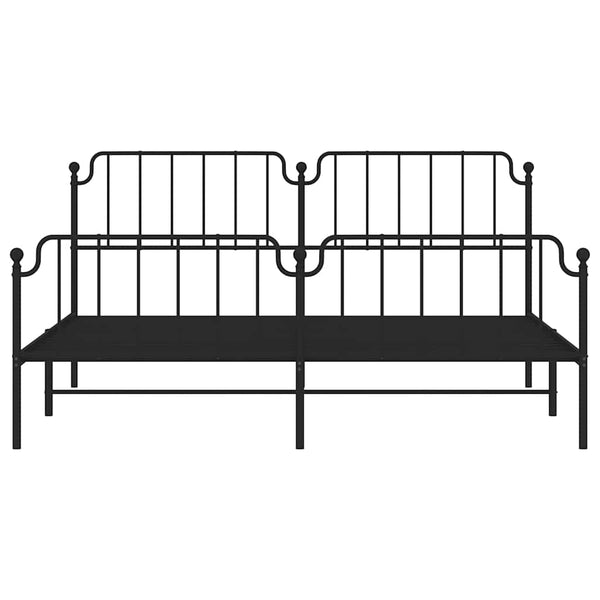 Schwarzes Metallbettgestell mit Kopfteil Siegfried 193x203cm