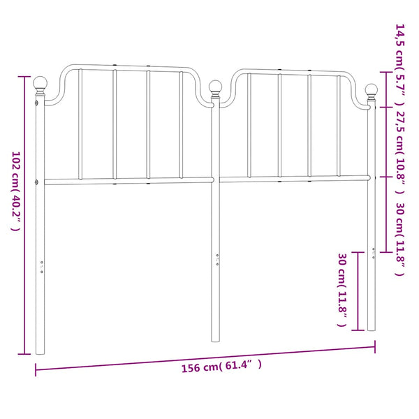 Schwarzes Kopfteil aus Metall Wicentia 150cm