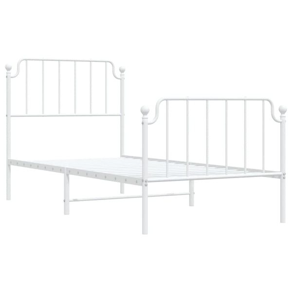 Weißer Metallbettrahmen Siegfried 90x200cm mit Kopfteil und Fußteil